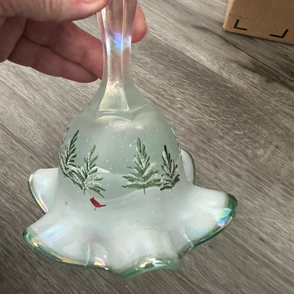 Fenton Glass Bell with Green Fern Design - Picture 13 of 16